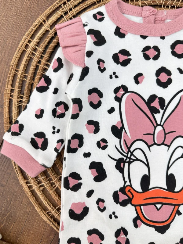 Daisy Duck Baskılı Bandanalı Alttan Çıtçıtlı Kız Bebek Tulum