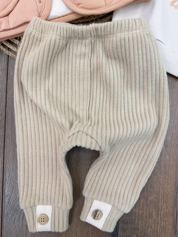 Süzene Badili Ayıcık İşlemeli 3lü Kız Bebek Takım