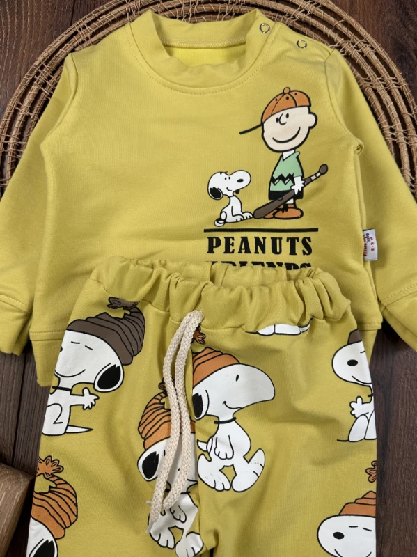 Snoopy Omuzdan Çıtçıtlı Erkek Bebek Takım