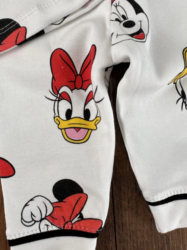 %100 Pamuk Yumuşak Doku  Minnie Mouse Baskılı Kruvaze Yaka Önden Düğmeli Mevsimlik Kız Bebek Pijama Takımı