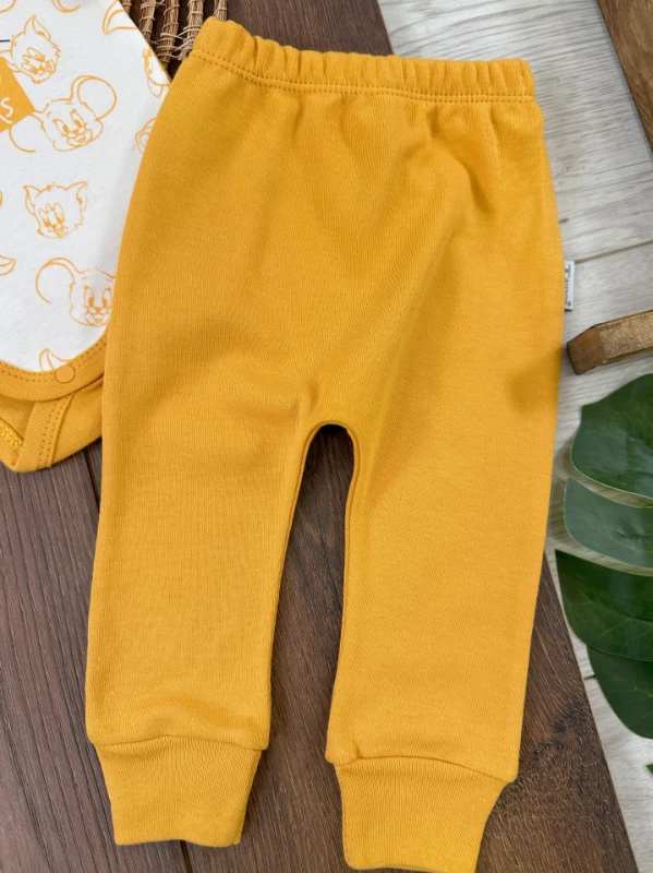 Hello Friends Organik Pamuk Alttan Çıtçıtlı Bereli Unisex 3lü  Bebek Takım