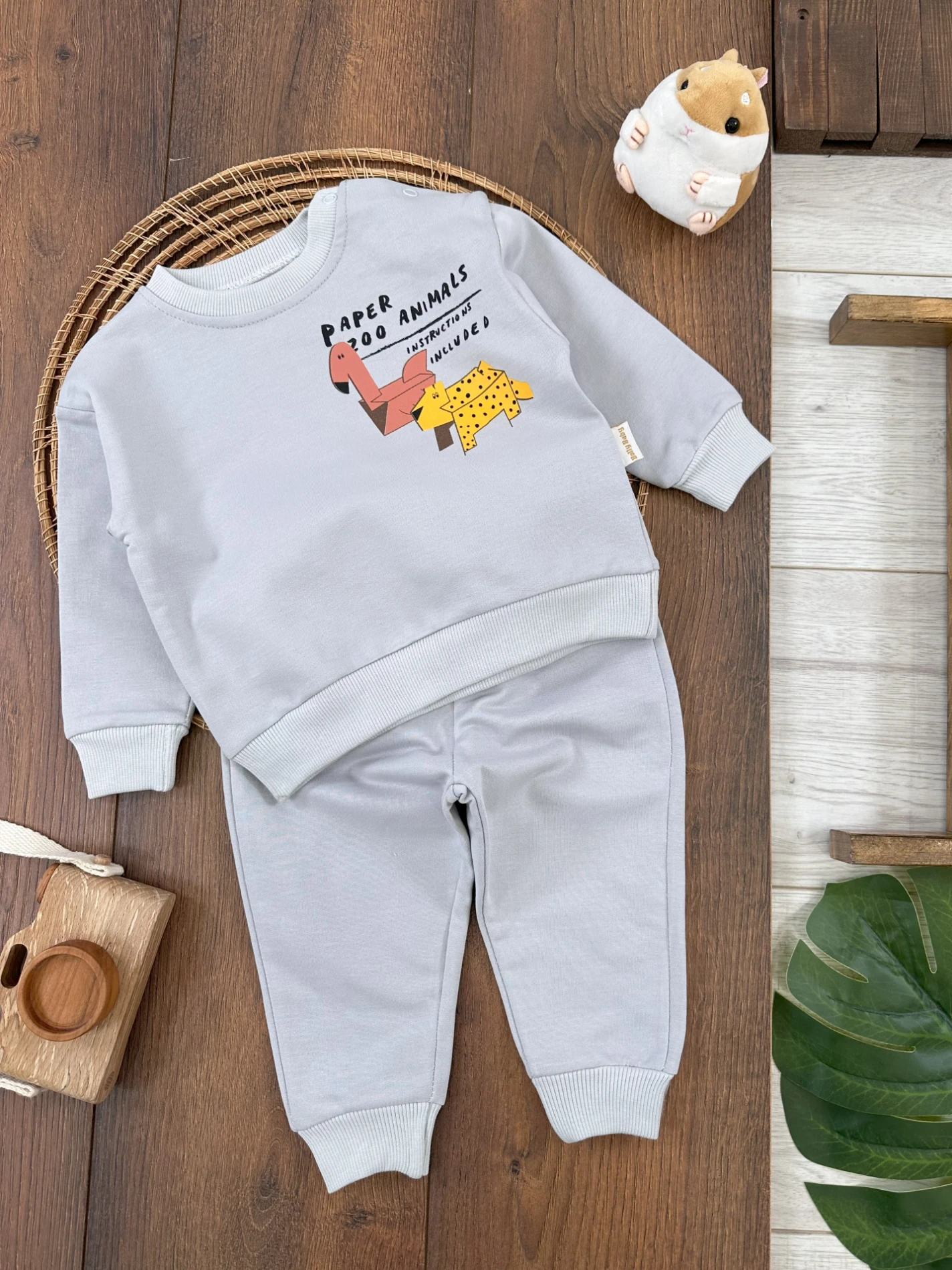 Paper Zoo Omuzdan Çıtçıtlı Erkek Bebek Takım