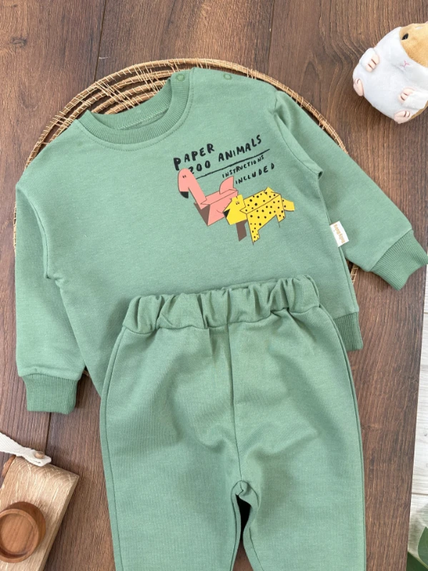 Paper Zoo Omuzdan Çıtçıtlı Erkek Bebek Takım