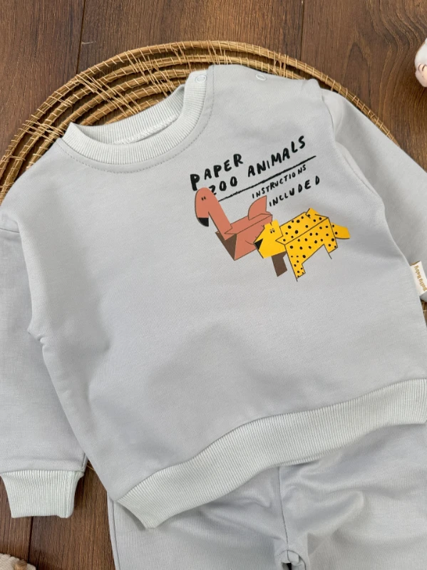 Paper Zoo Omuzdan Çıtçıtlı Erkek Bebek Takım