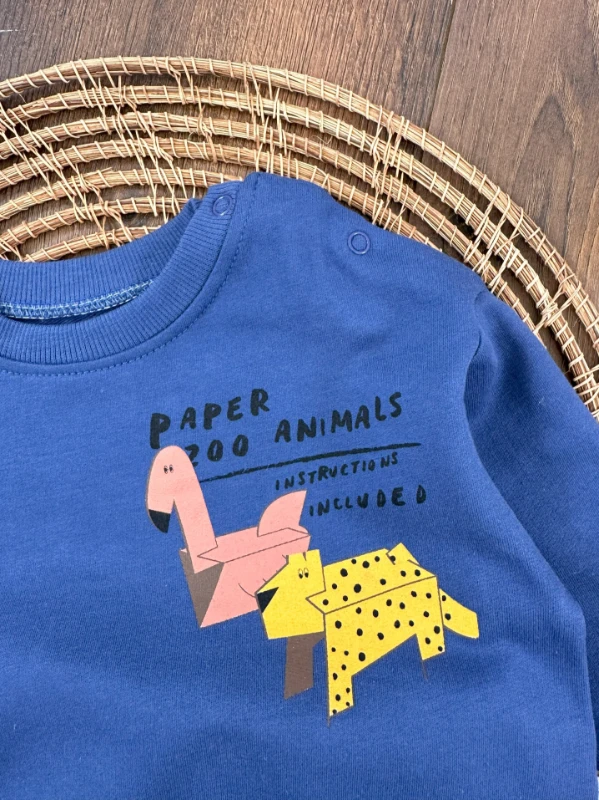 Paper Zoo Omuzdan Çıtçıtlı Erkek Bebek Takım