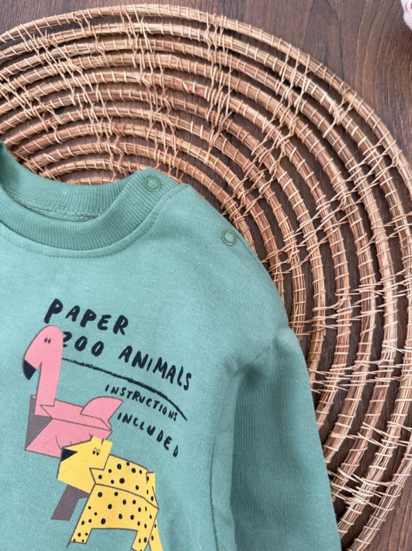 Paper Zoo Omuzdan Çıtçıtlı Erkek Bebek Takım