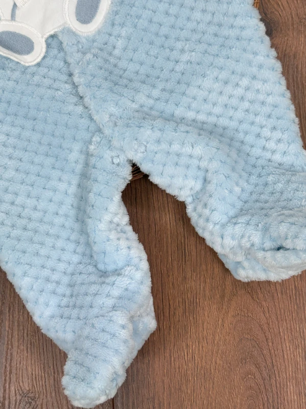 Peluş Ayıcık Nakışlı Patikli Çıtçıtlı Kışlık Erkek Bebek Tulum