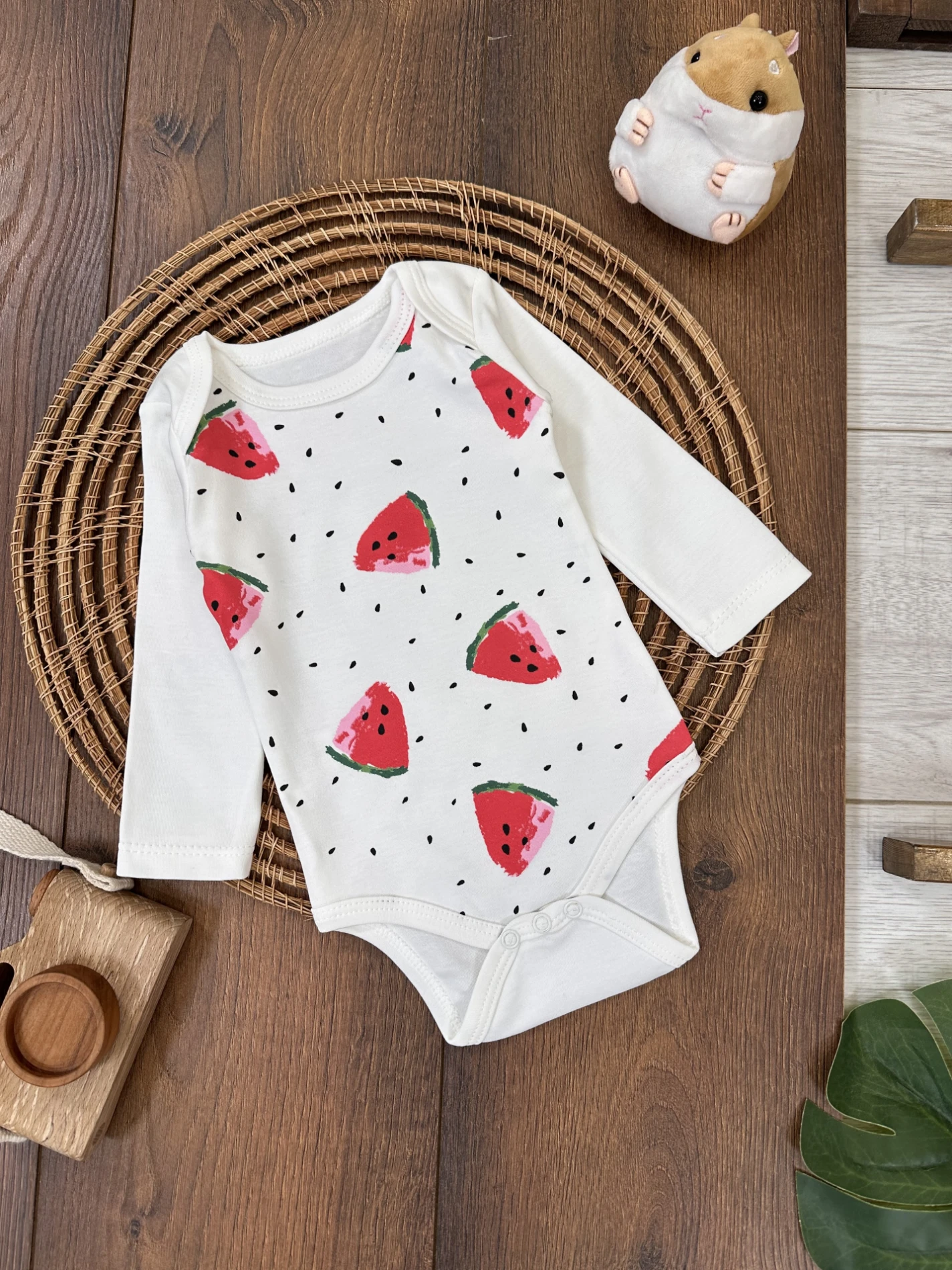 Organik Pamuk  Alttan 3 Çıtçıtlı Kız Bebek Zıbın/Badi - KIRMIZI