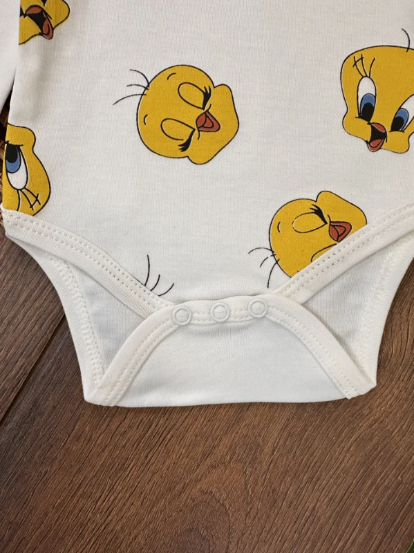 Organik Pamuk  Alttan 3 Çıtçıtlı Unisex Bebek Zıbın/Badi