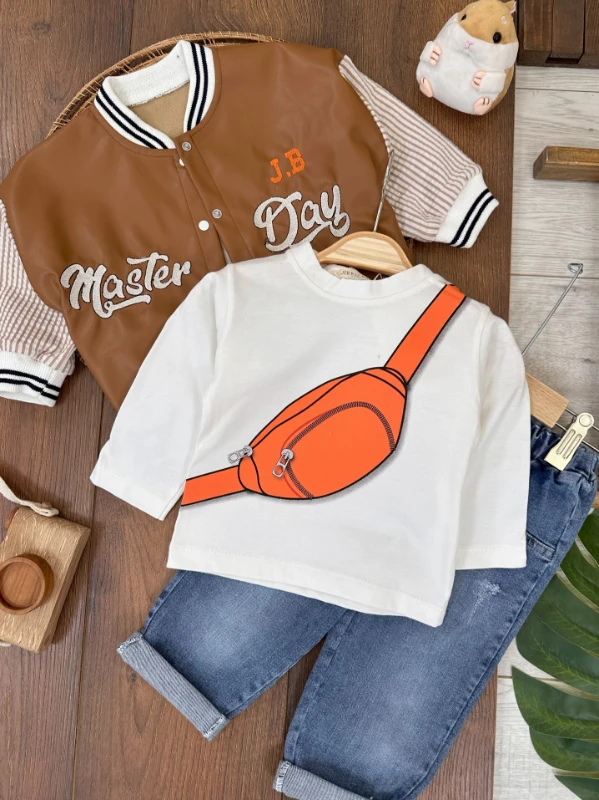 Master Derİ Ceket (yapay-suni) Likralı Kot Pantolon Badili 3lü Erkek Bebek Takım