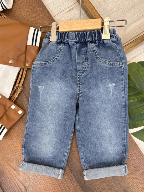 Master Derİ Ceket (yapay-suni) Likralı Kot Pantolon Badili 3lü Erkek Bebek Takım