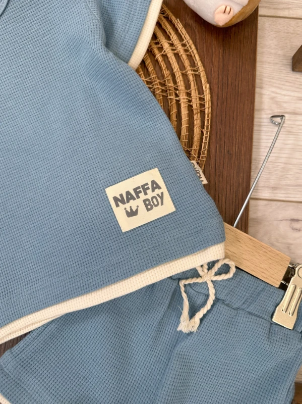 Waffel Kumaş Omuzdan Çıtçıtlı Yazlık Erkek Bebek Takım