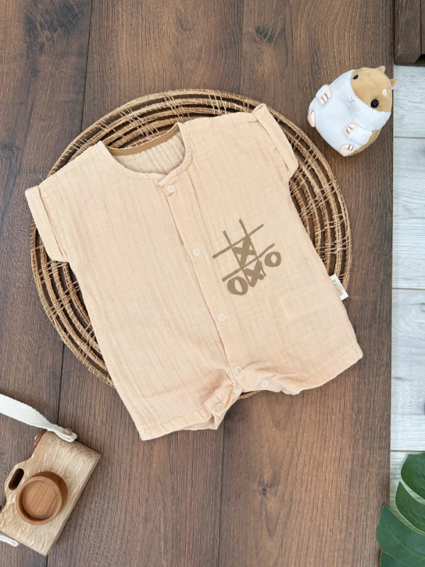 Müslin Çıtçıtlı Yazlık Erkek Bebek 3lü Yenidoğan Tulum Set