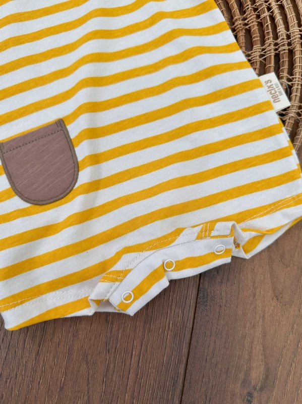 Zürafa Çıtçıtlı Yazlık 3lü Yenidoğan Erkek Bebek Tulum Set
