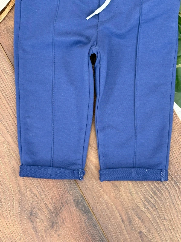 Safari Önden Düğmeli İki Cep Detaylı Waffle Omuzdan Çıtçıtlı Sweatshirt 3lü Erkek Bebek Takım 