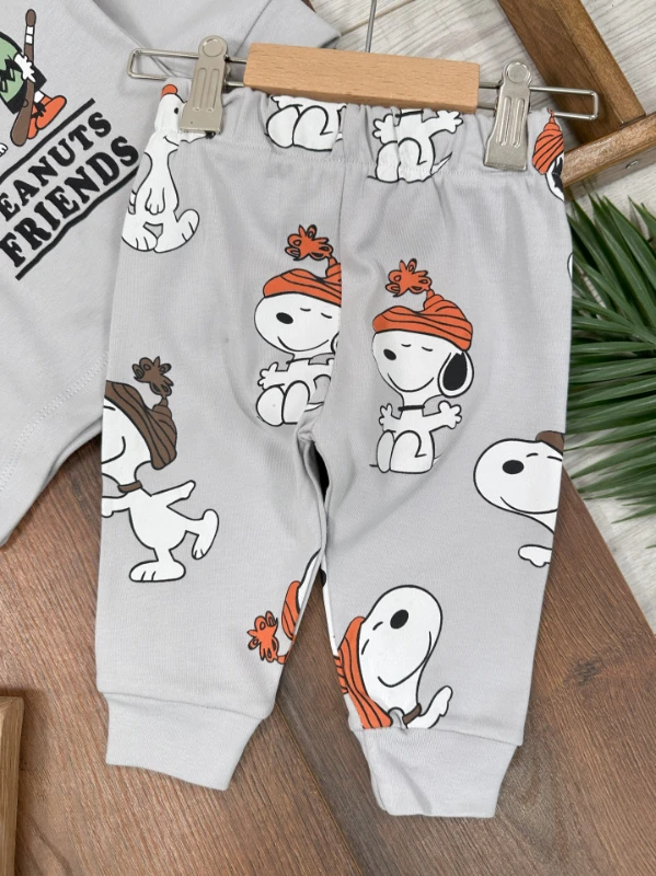 Animal Baskılı %100 Pamuk Yumuşak Doku Erkek Bebek Pijama Takımı 