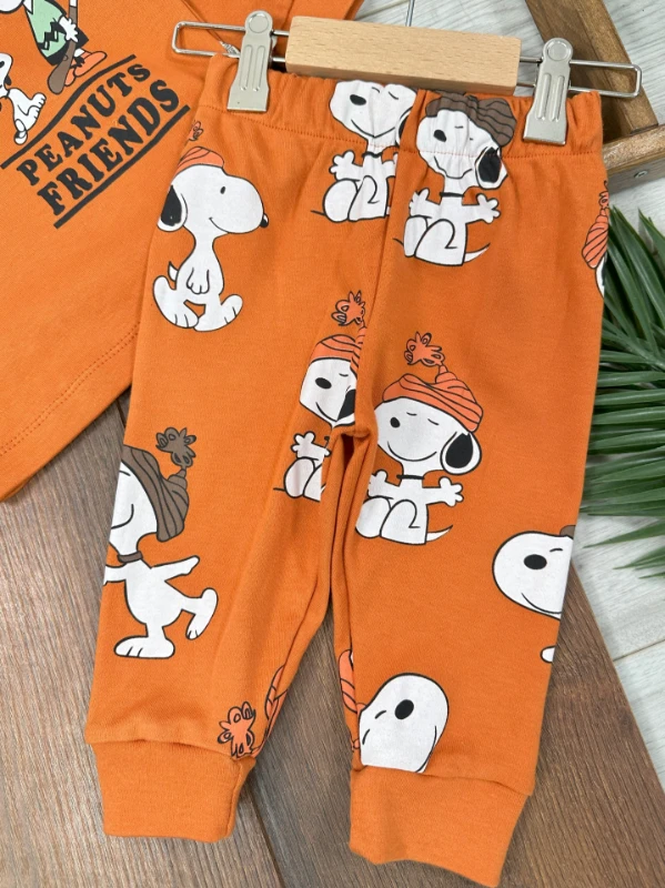 Animal Baskılı %100 Pamuk Yumuşak Doku Erkek Bebek Pijama Takımı 