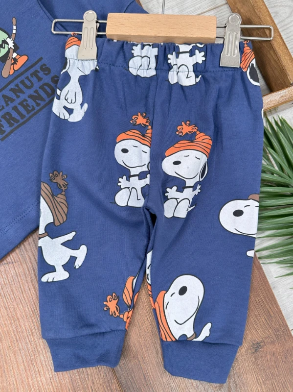 Animal Baskılı %100 Pamuk Yumuşak Doku Erkek Bebek Pijama Takımı 