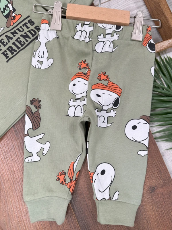 Animal Baskılı %100 Pamuk Yumuşak Doku Erkek Bebek Pijama Takımı 