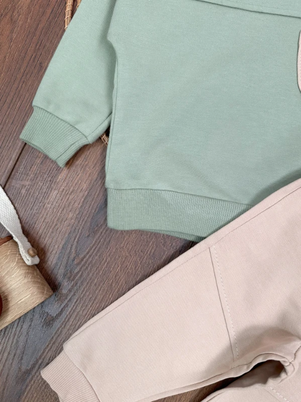 Cep ve Düğme Detaylı Mevsimlik 2li Erkek Bebek Takım