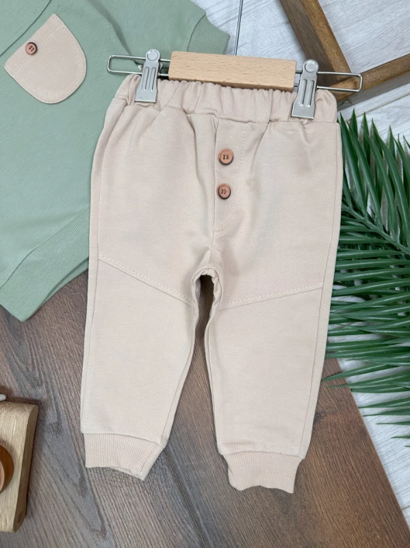 Cep ve Düğme Detaylı Mevsimlik 2li Erkek Bebek Takım