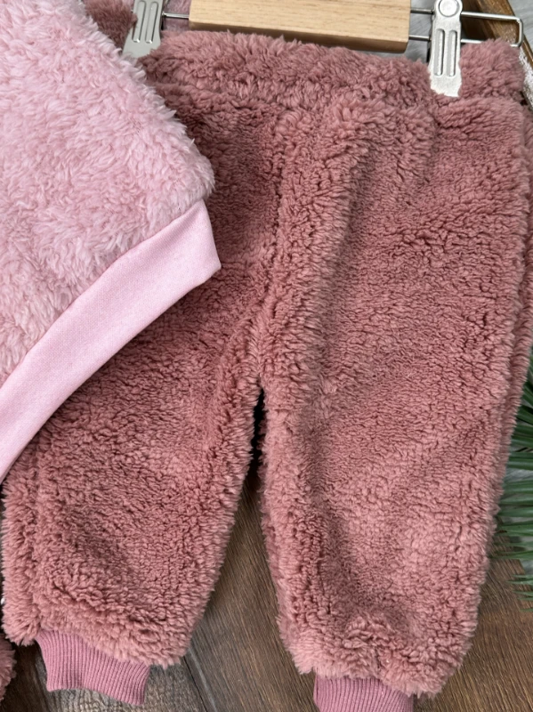 Pelüş Panduflu Geyik Figürlü Omuzdan Çıtçıtlı Kışlık Kız Bebek Takım