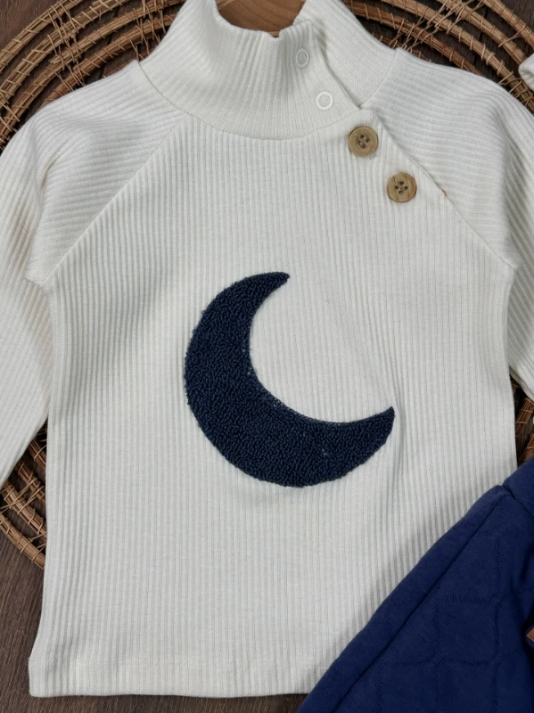 Kapitone Salopet Çam Nakışlı Bereli Balıkçı Yaka Badi Kışlık 3lü Erkek Bebek Takım