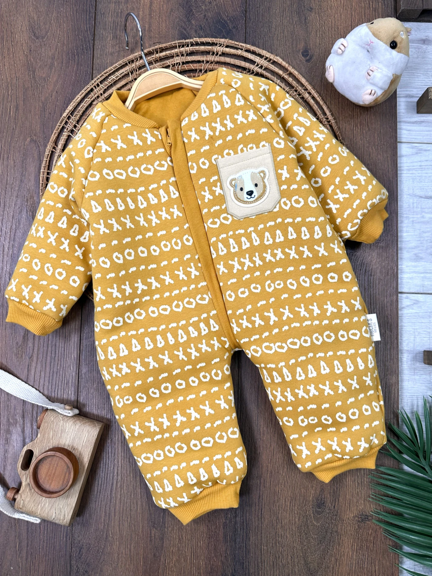 2,5 Togg  Elyaflı %100 Pamuk İçi Astarlı Fermuarlı Kışlık Erkek Bebek Tulum - SARI