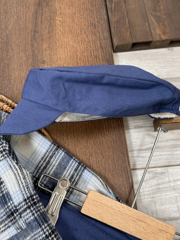 Oduncu Gömlek Şapkalı Waffle  Badili Kanvars Kargo Pantolonlu 4lü Erkek Bebek/Çocuk Takım