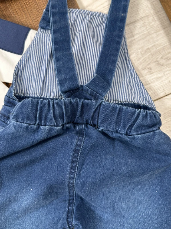 Salopet Şapkalı Cep Detaylı Likralı Kot Salopet Erkek Bebek Takım