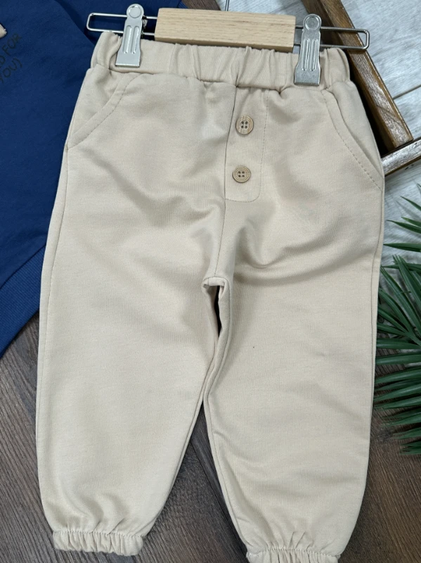 Polo Yaka Araba Oyuncaklı Oversize Geniş Kalıp 2li Erkek Bebek/Çocuk Takım