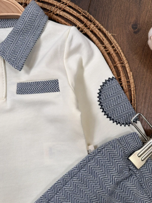 Polo Yaka Yama Detaylı 2li Erkek Bebek Takım