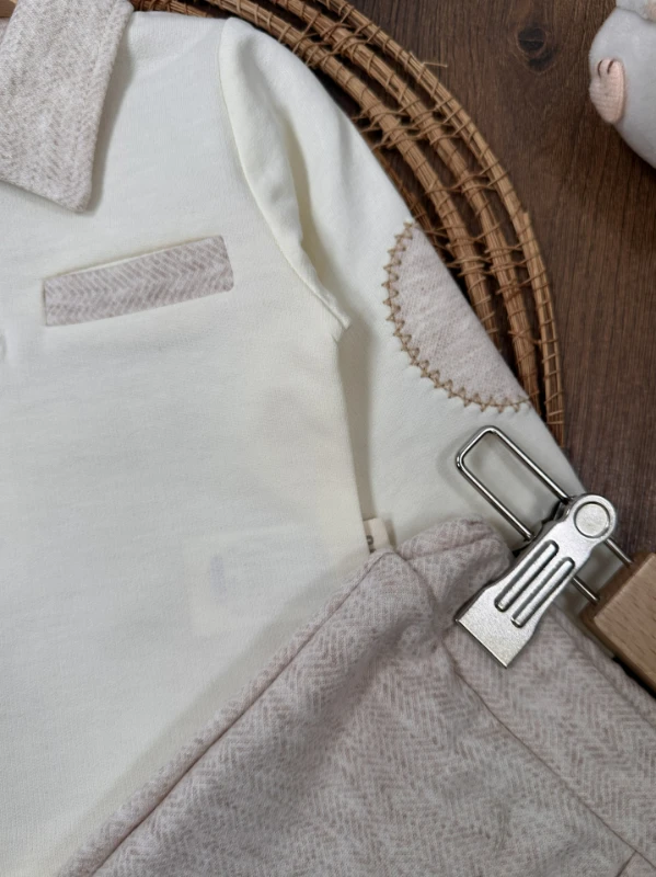 Polo Yaka Yama Detaylı 2li Erkek Bebek Takım