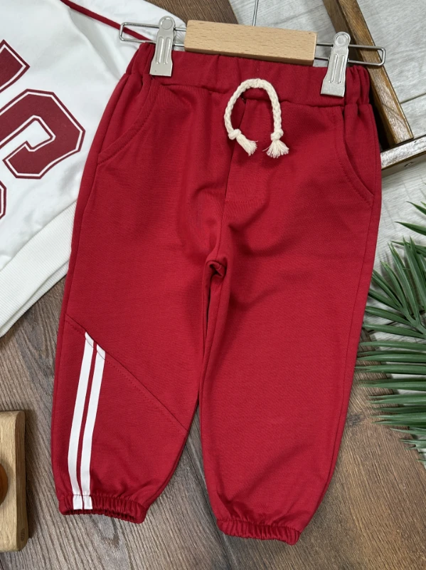 95 Baskılı Nakışlı Bereli Geniş Kalıp 3lü Erkek Bebek/Çocuk Takım