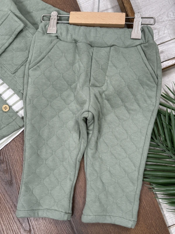 Kapitone Safari Model Şeritli Badi 3lü Erkek Bebek/Çocuk Takım