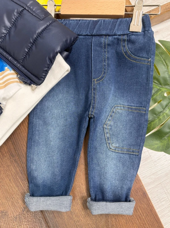 Şişme Yelek Kapüşonlu Etnik Desen Sweatshirt Likralı Pantolon 3lü Erkek Bebek Takım