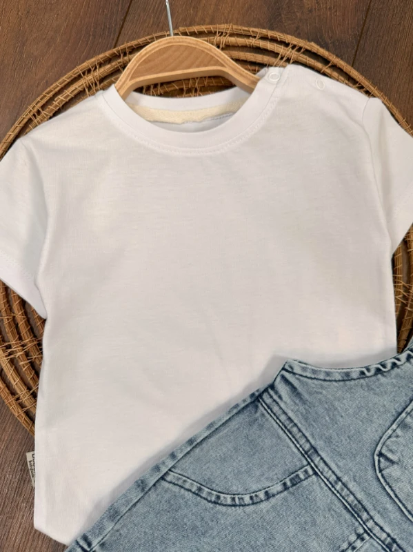 Kot Salopet Likralı Omuzdan Çıtçıtlı Badi Kanguru Cep Yazlık Erkek Bebek Takım