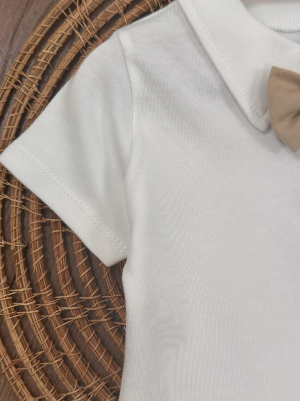 Askı Kemerli Şapkalı Papyonlu Likralı Şort Polo Yaka Badi 5li Yazlık Erkek Bebek Takım