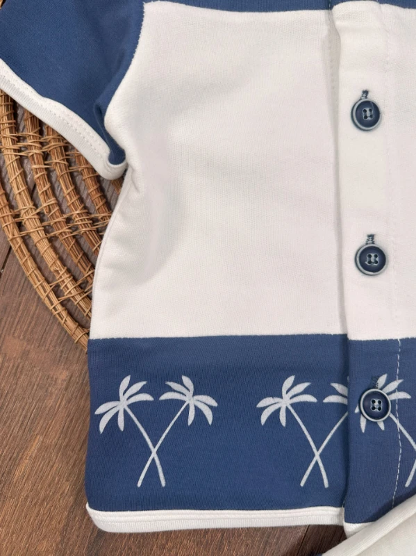 Hawaii Polo Yaka Önden Düğmeli Arma Detaylı Yazlık Erkek Bebek Takım
