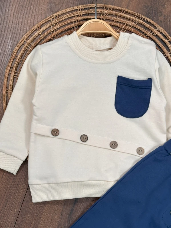 Düğme Detaylı Bereli Cepli Mevsimlik Erkek Bebek Takım