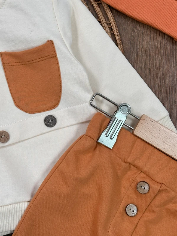 Düğme Detaylı Bereli Cepli Mevsimlik Erkek Bebek Takım