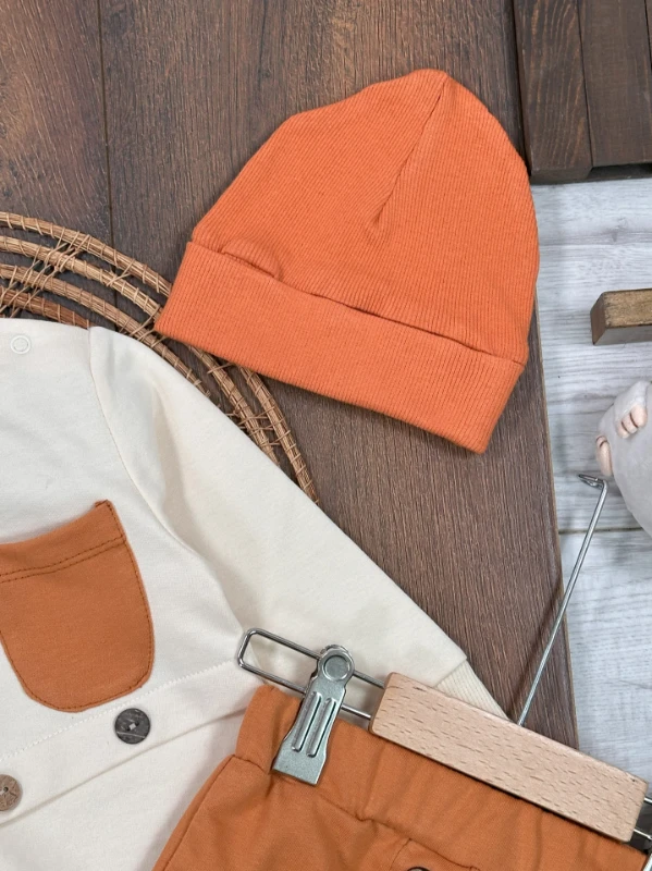 Düğme Detaylı Bereli Cepli Mevsimlik Erkek Bebek Takım