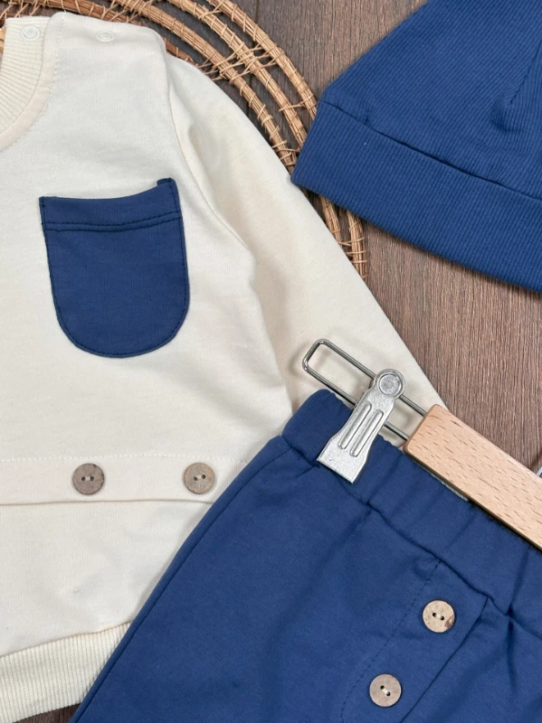 Düğme Detaylı Bereli Cepli Mevsimlik Erkek Bebek Takım