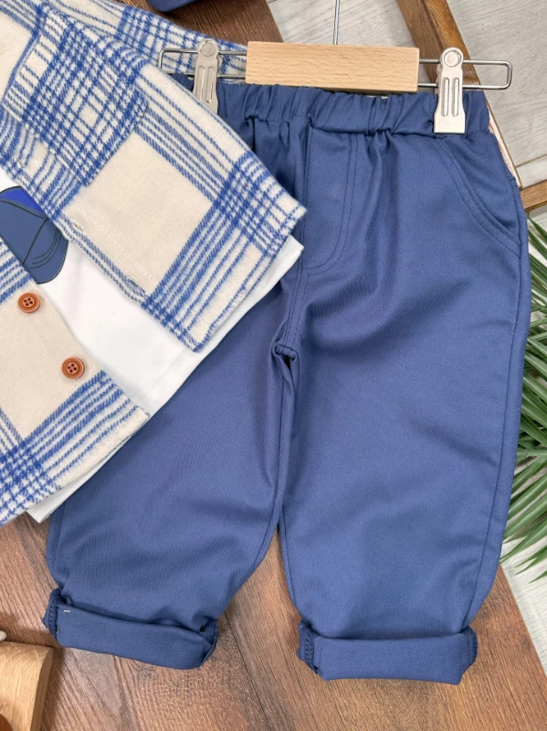 Oduncu Gömlek Şapkalı Oversize Hiphop Pantolon Badili 4lü Erkek Çocuk ve Bebek Takım