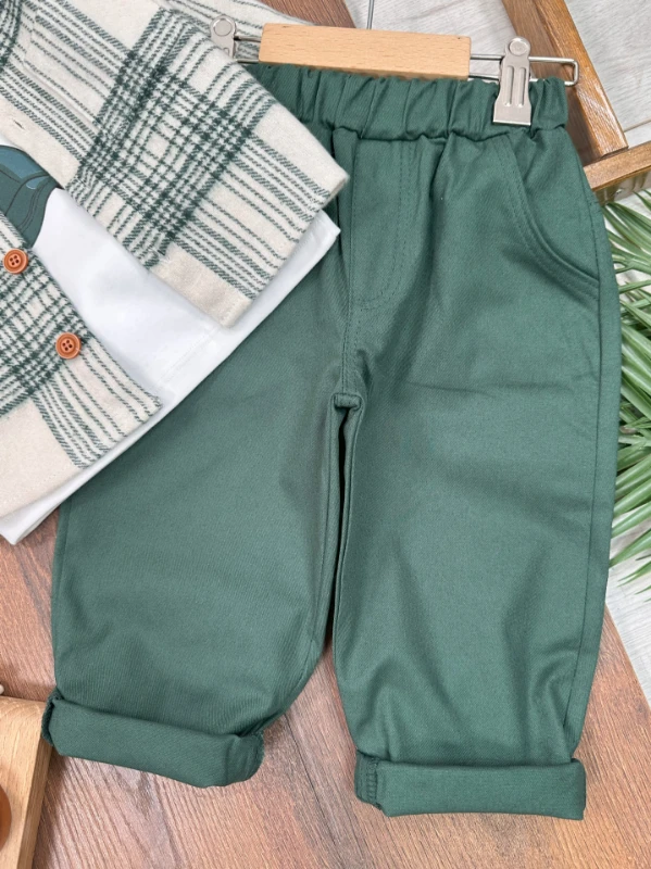 Oduncu Gömlek Şapkalı Oversize Hiphop Pantolon Badili 4lü Erkek Çocuk ve Bebek Takım