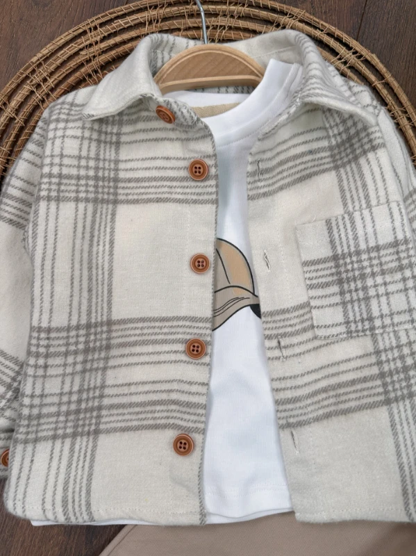 Oduncu Gömlek Şapkalı Oversize Hiphop Pantolon Badili 4lü Erkek Çocuk ve Bebek Takım