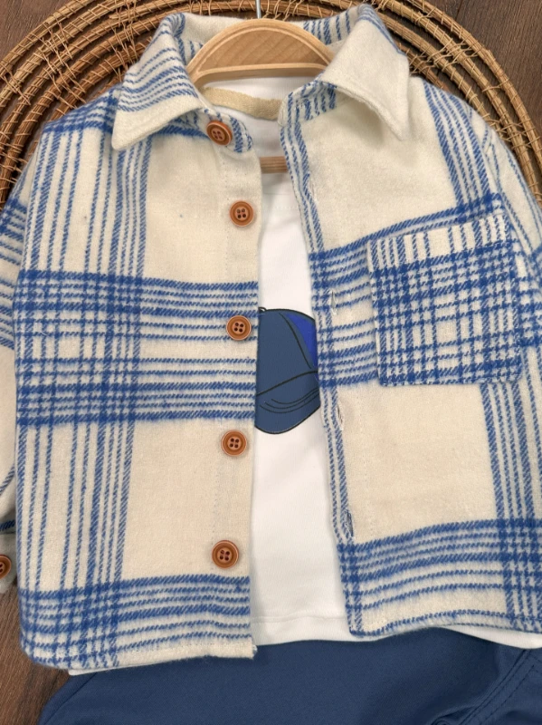 Oduncu Gömlek Şapkalı Oversize Hiphop Pantolon Badili 4lü Erkek Çocuk ve Bebek Takım