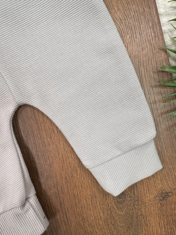 Salopet Bereli Waffle Badili %100 Pamuk Erkek Bebek Tulum/Takım