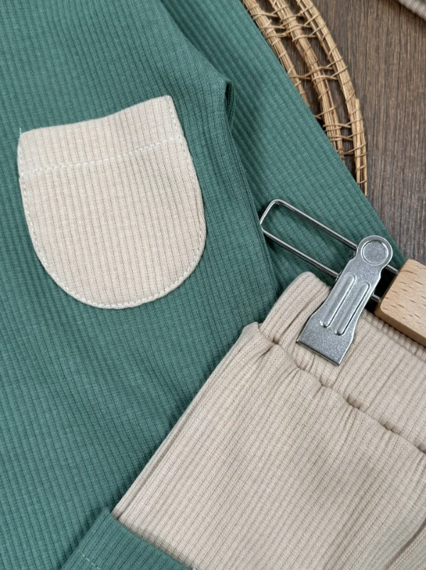 Kaşkorse Esnek Bereli Cep Detaylı 3lü Erkek Bebek Takım