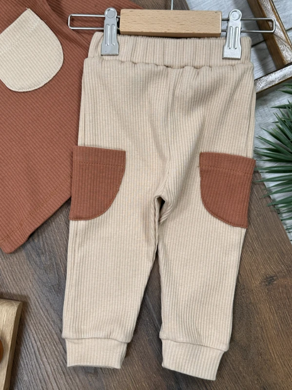 Kaşkorse Esnek Bereli Cep Detaylı 3lü Erkek Bebek Takım